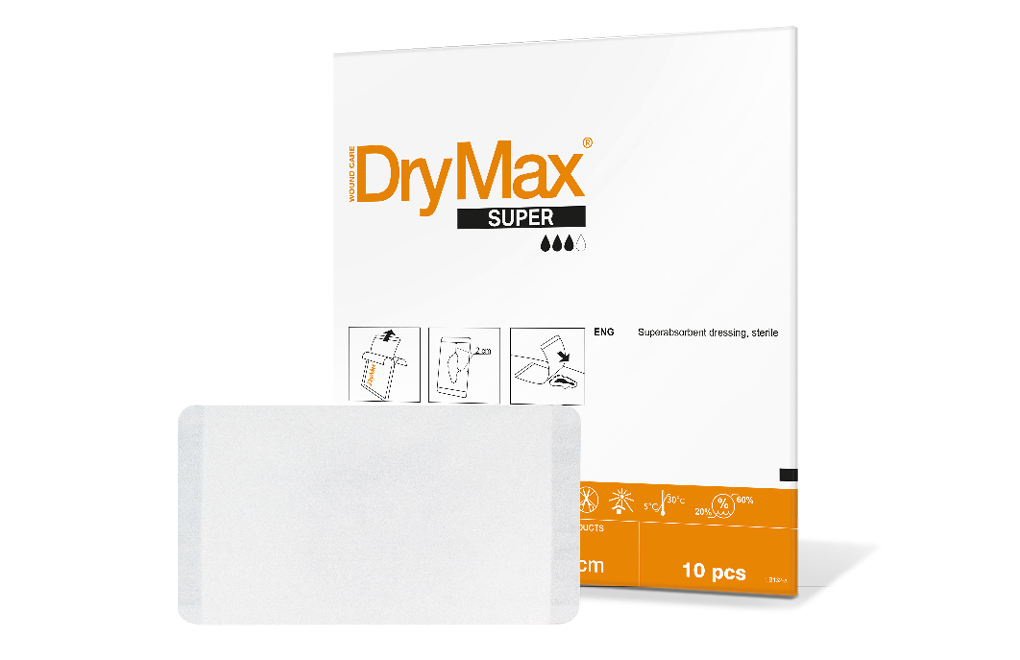 DryMax Super, a sterilel highly absorbent dressing for exuding wounds