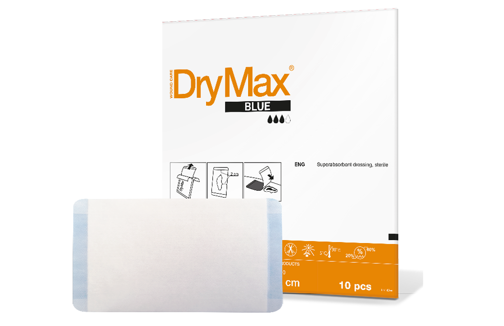 DryMax Blue superabsorbent wound dressing for the UK market