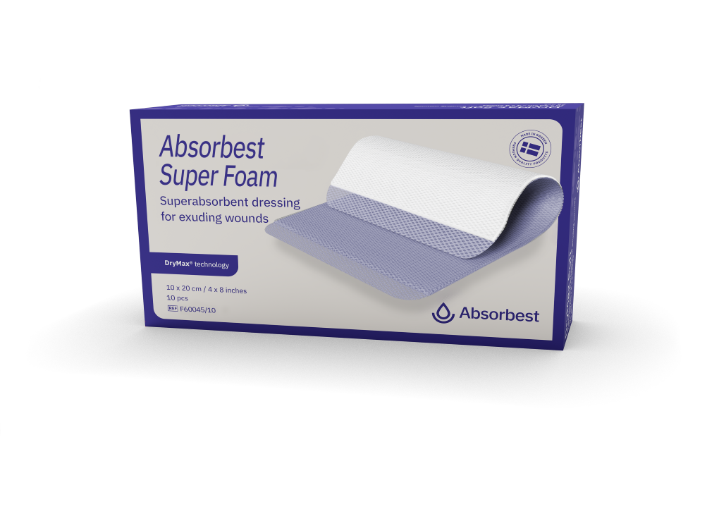 Absorbest Super Foam. a foam dressing for exuding wounds