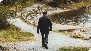 Leg ulcer patient walking